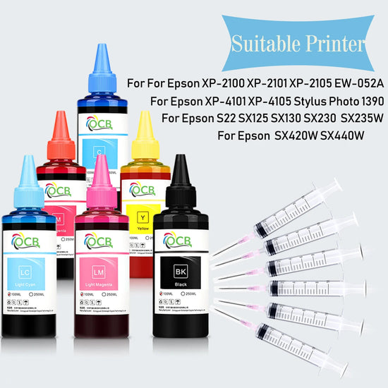 Epson Stylus Photo Refill Ink Kit - 6 Colors x 100ml for 1390, R260, R280, R380, RX Series Printers
