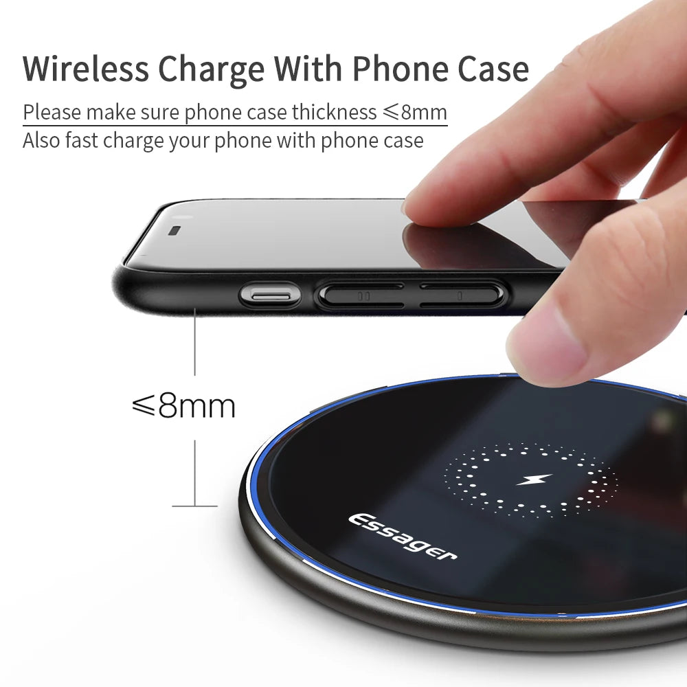 Essager 15W Qi Magnetic Wireless Charger - Fast Charging Pad for iPhone 12/13/14 & Samsung