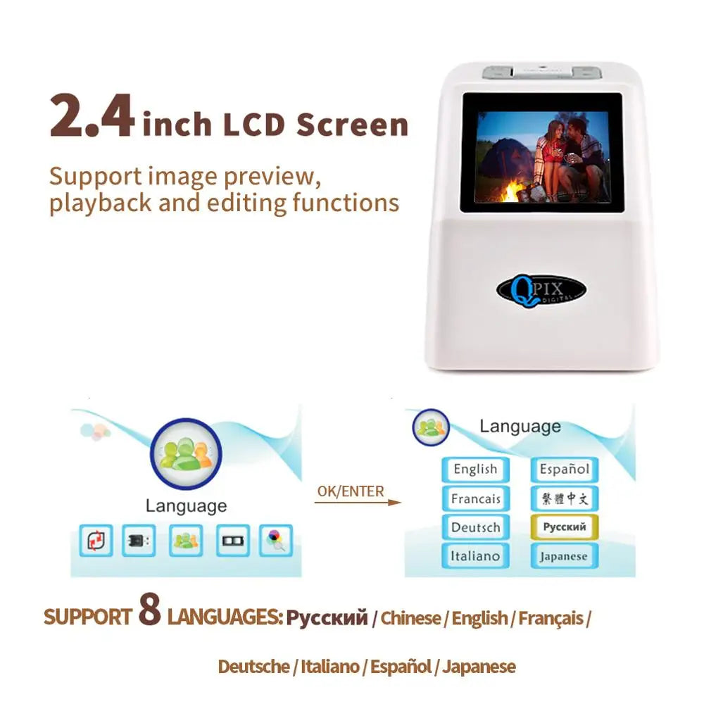 35mm Film Scanner - 22MP Negative & Slide Digitizer with 2.4" LCD Screen
