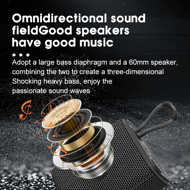 EBS-300 Portable Bluetooth Speaker - 5W Waterproof Wireless Speaker with TF Card Slot