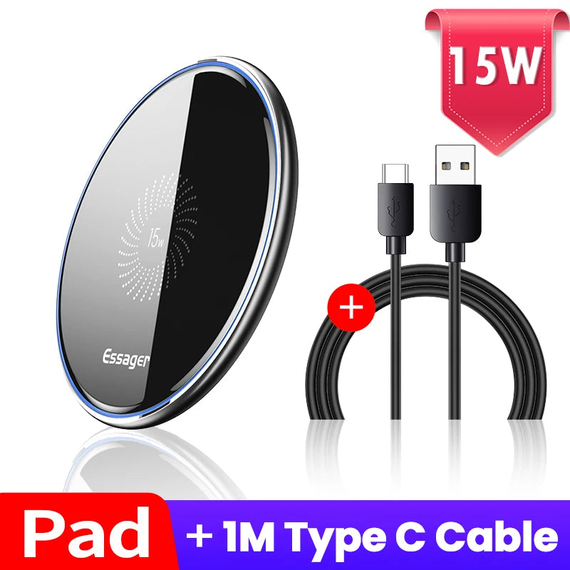 Essager 15W Qi Magnetic Wireless Charger - Fast Charging Pad for iPhone 12/13/14 & Samsung