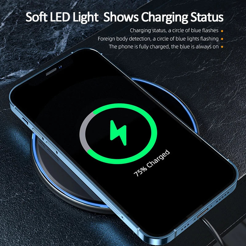 Essager 15W Qi Magnetic Wireless Charger - Fast Charging Pad for iPhone 12/13/14 & Samsung