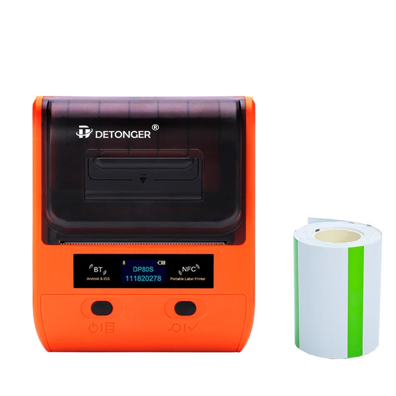 DETONGER DP80S Portable Thermal Printer - 30-80mm Multi-Function Barcode & Label Maker