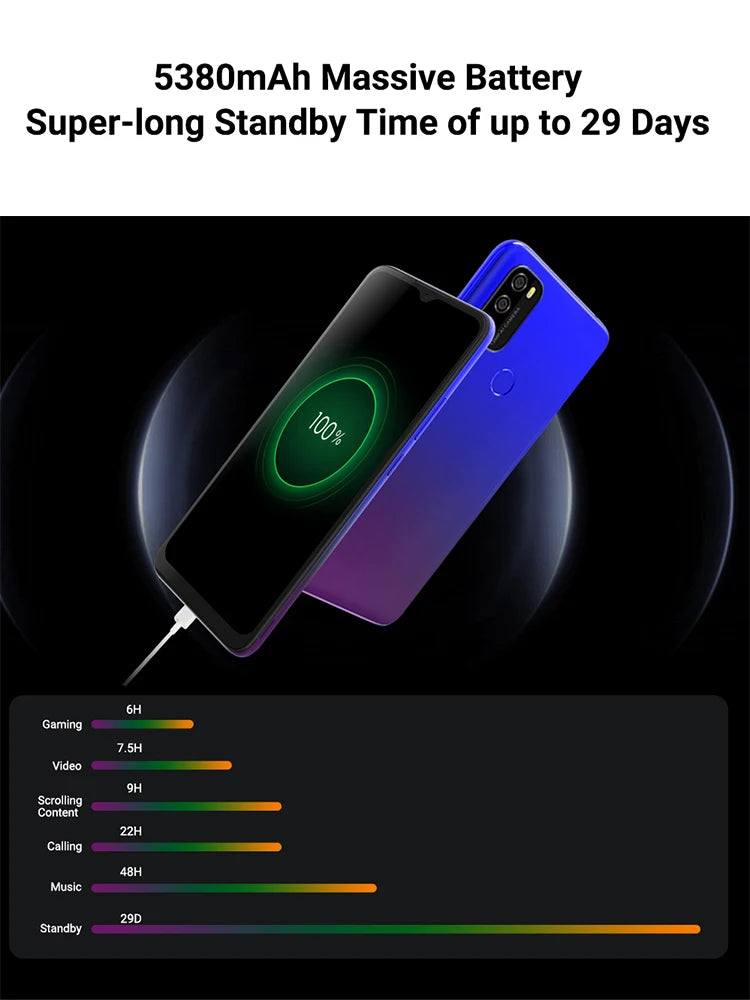 Blackview A70 4G Smartphone - 6.52" HD+ Display, 3GB RAM, 32GB ROM, 5380mAh Battery, Android 11