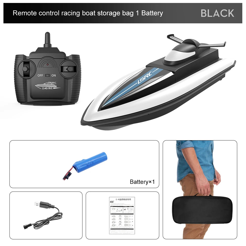 LSRC-B8 High-Speed RC Racing Boat - 2.4GHz Waterproof Remote Control Speedboat