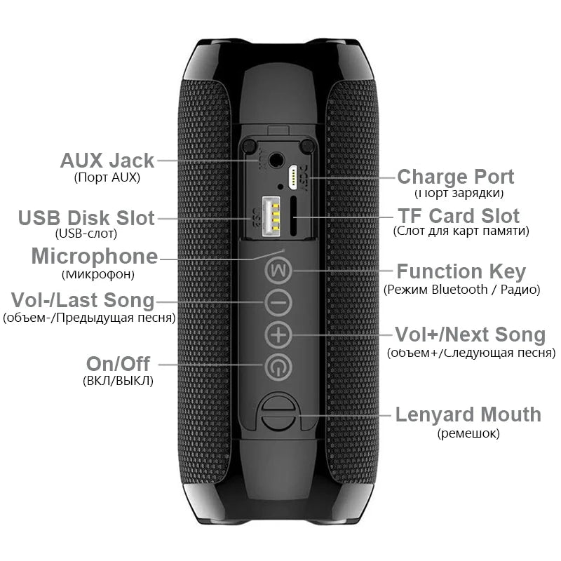 TG117 Waterproof Bluetooth Speaker - Portable Wireless Outdoor Loudspeaker