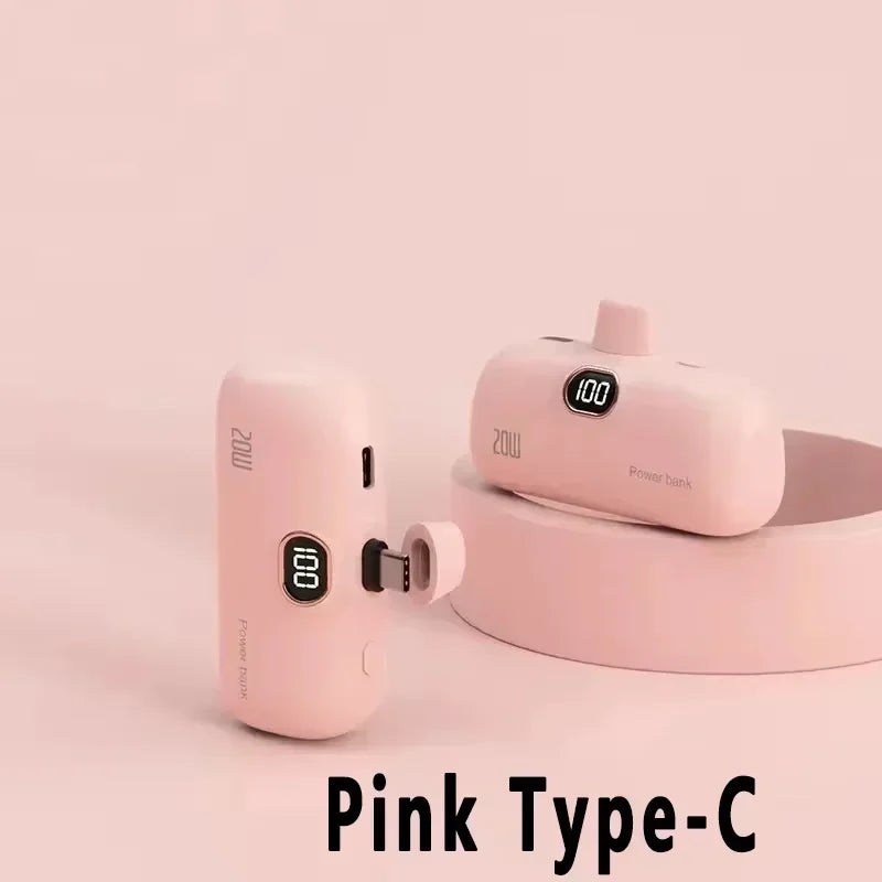 Portable Power Bank with Built-in Cable - 10000mAh Fast Charging Battery Pack