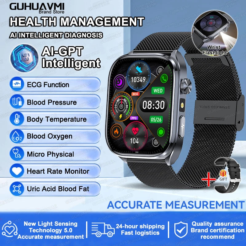 ECG Smart Watch with Heart Health Analysis - Blood Pressure & Lipid Monitoring
