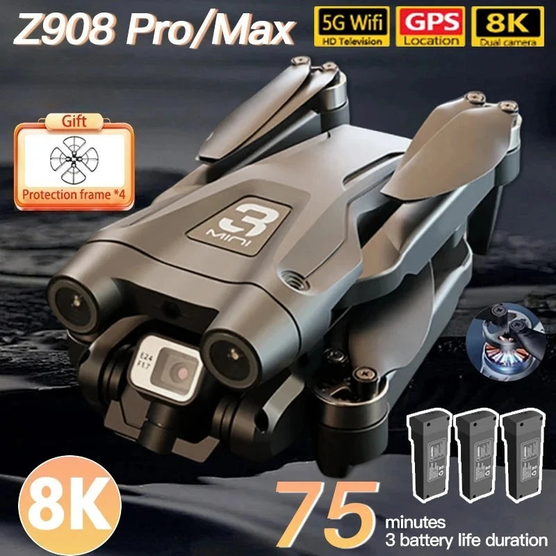 Z908 Pro MAX Professional Drone - 8K GPS Quadcopter with Optical Flow & 3-Sided Obstacle Avoidance