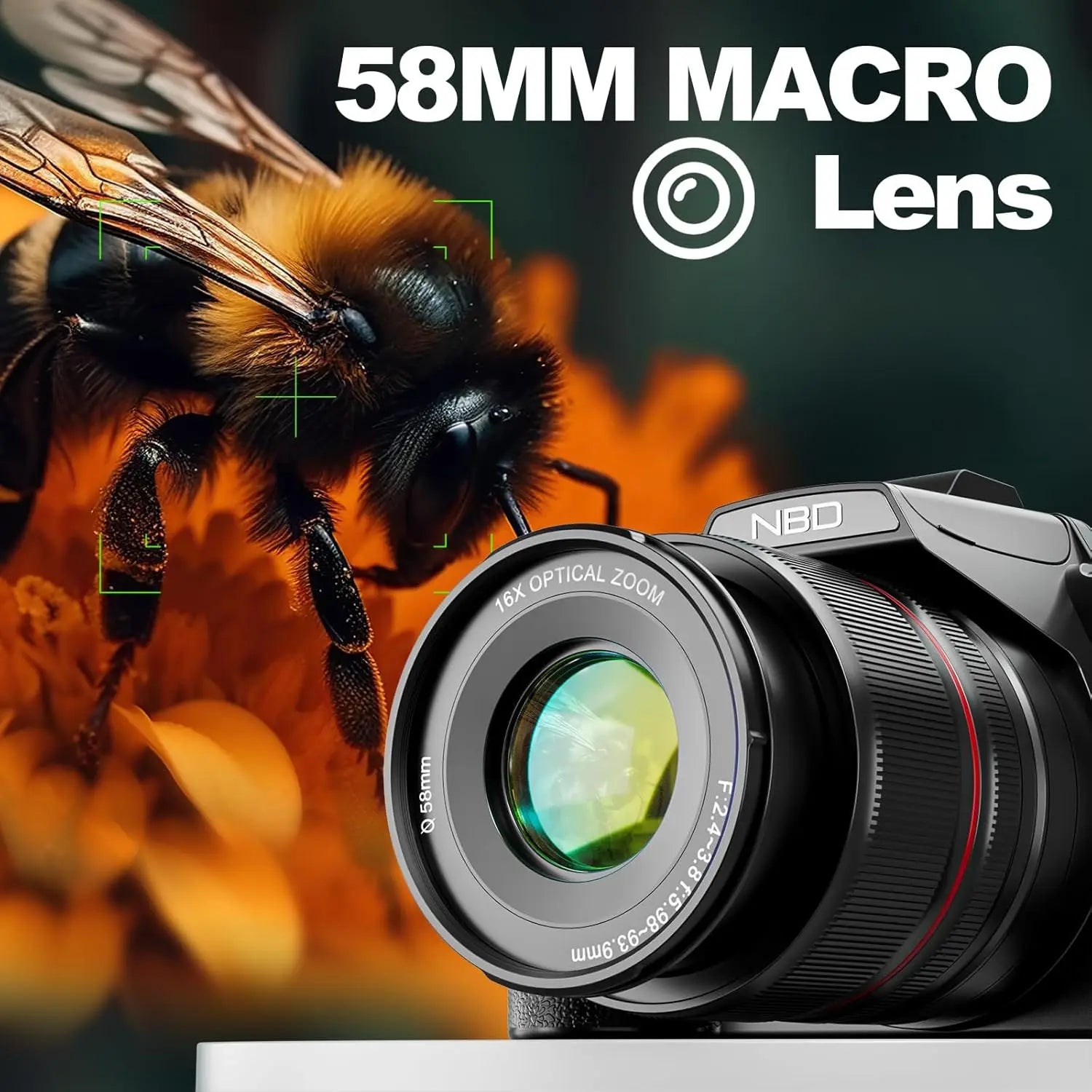 5K Digital Camera - 16X Optical Zoom with WiFi & App Control, 180° Flip Screen for Vlogging