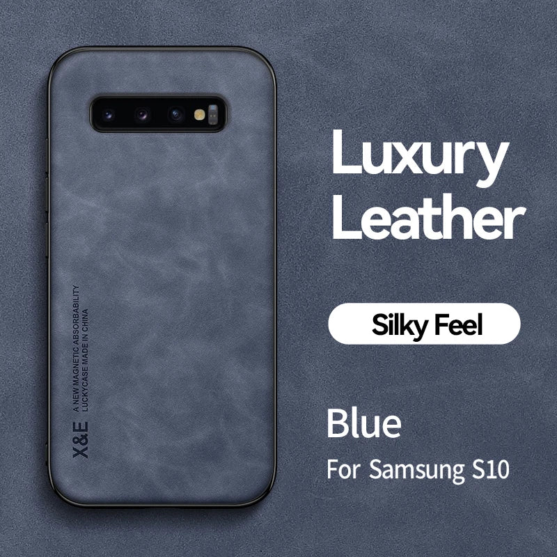 Premium Leather Magnetic Car Mount Case for Samsung Galaxy S8/S9/S10/Note 8/9/10