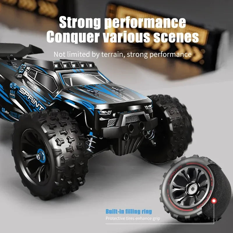 1:16 Scale 4WD High-Speed RC Monster Truck - 85KM/H LED Remote Control Car