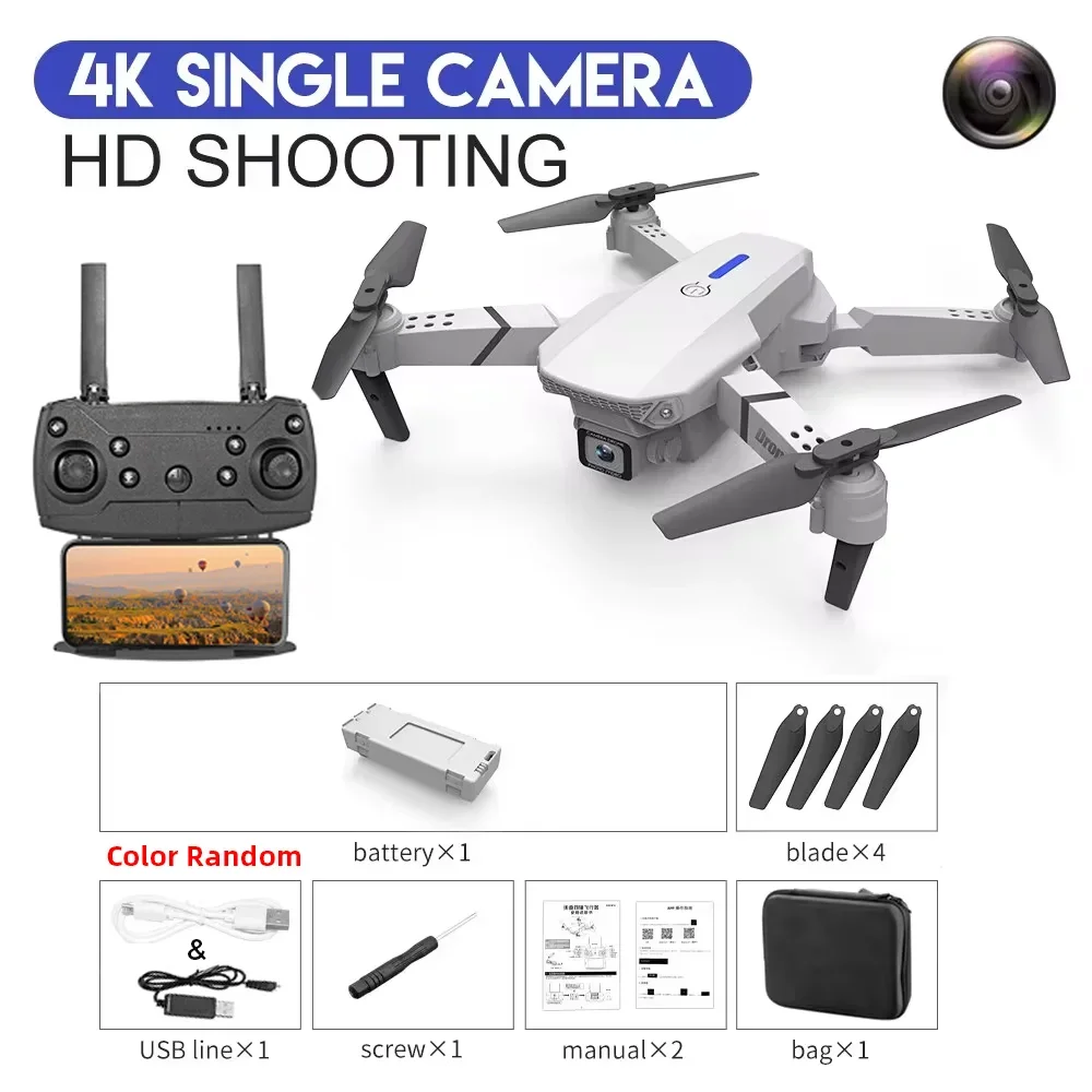 E88 Pro 4K WiFi FPV Drone - Foldable RC Quadcopter with HD Wide-Angle Camera