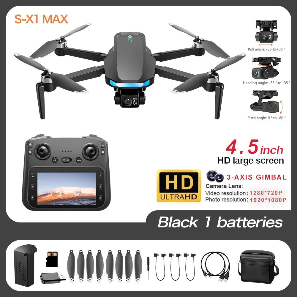 S-X1 MAX Professional GPS Drone with 4K Camera & 3-Axis Gimbal
