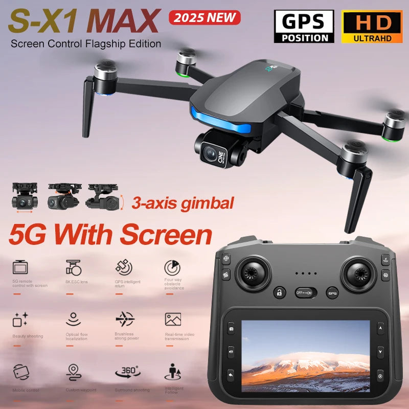 S-X1 MAX Professional GPS Drone with 4K Camera & 3-Axis Gimbal