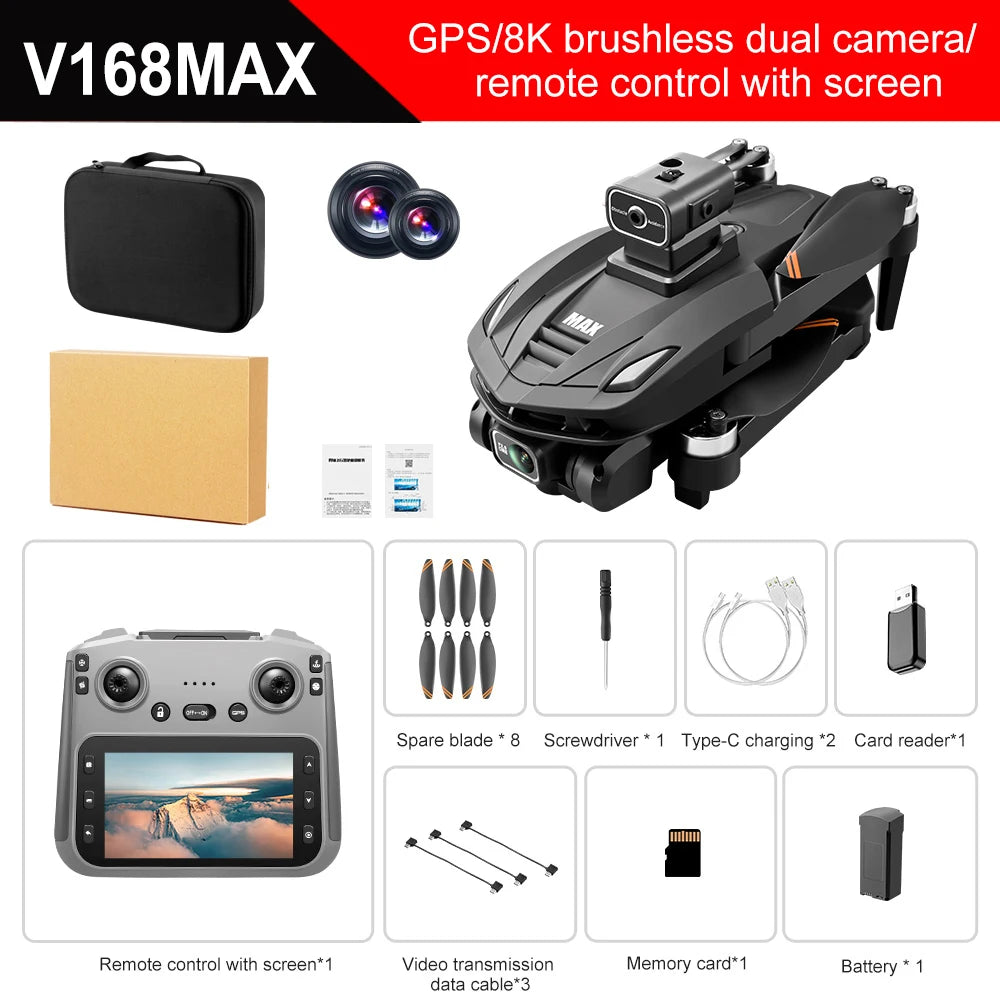 V168 Pro MAX GPS Drone with 8K HD Camera - Professional 5G WiFi FPV Quadcopter