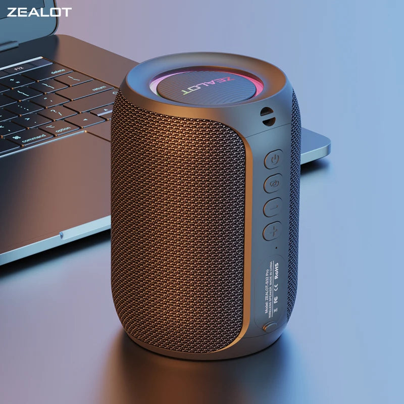 Zealot S32 Pro Bluetooth Speaker - Waterproof Wireless Speaker with LED Lights & Deep Bass