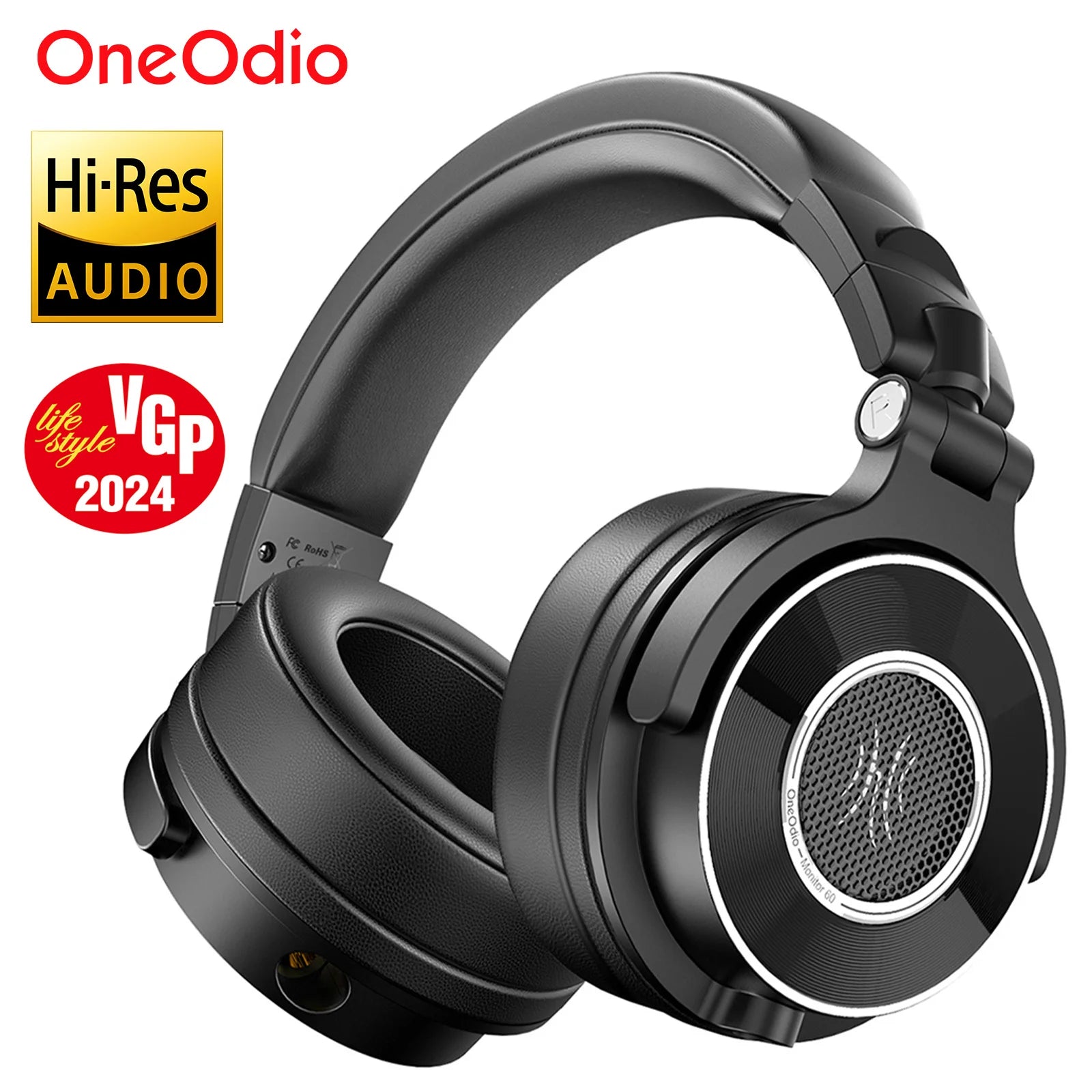 Oneodio Monitor 60 Professional Studio Headphones - Wired HiFi Over-Ear with Hi-Res Audio & Microphone