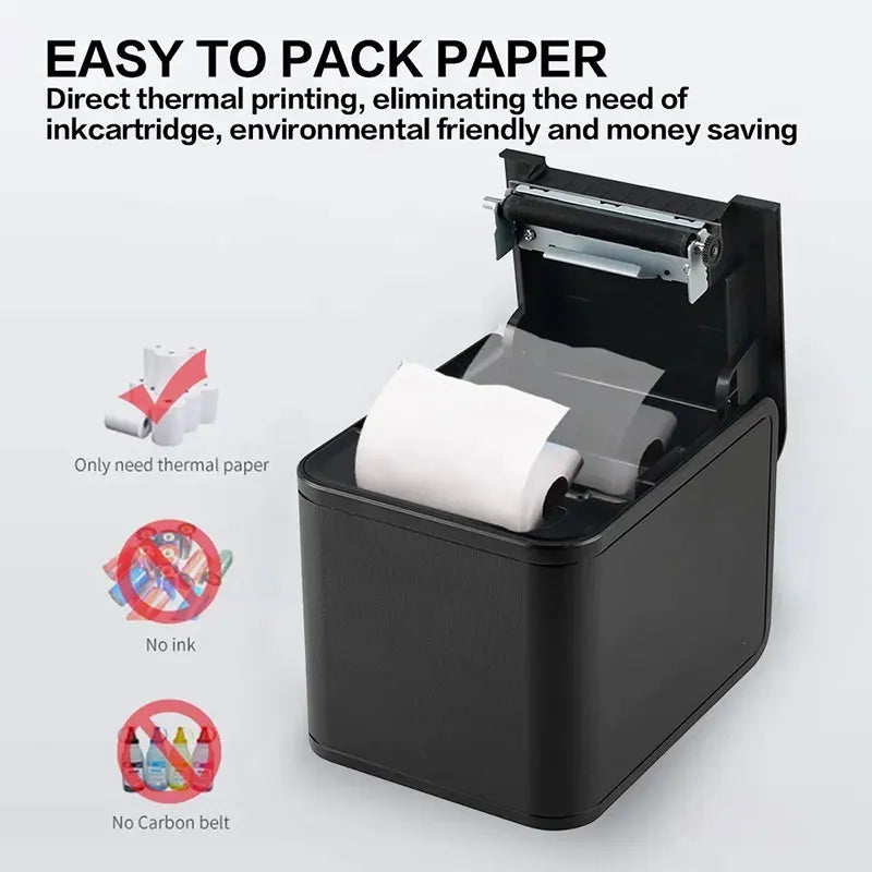 Xprinter 80mm Thermal Receipt Printer with Auto Cutter - USB/LAN POS Kitchen Printer