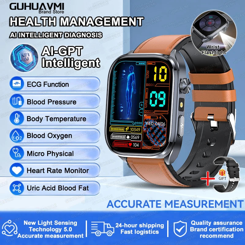 ECG Smart Watch with Heart Health Analysis - Blood Pressure & Lipid Monitoring