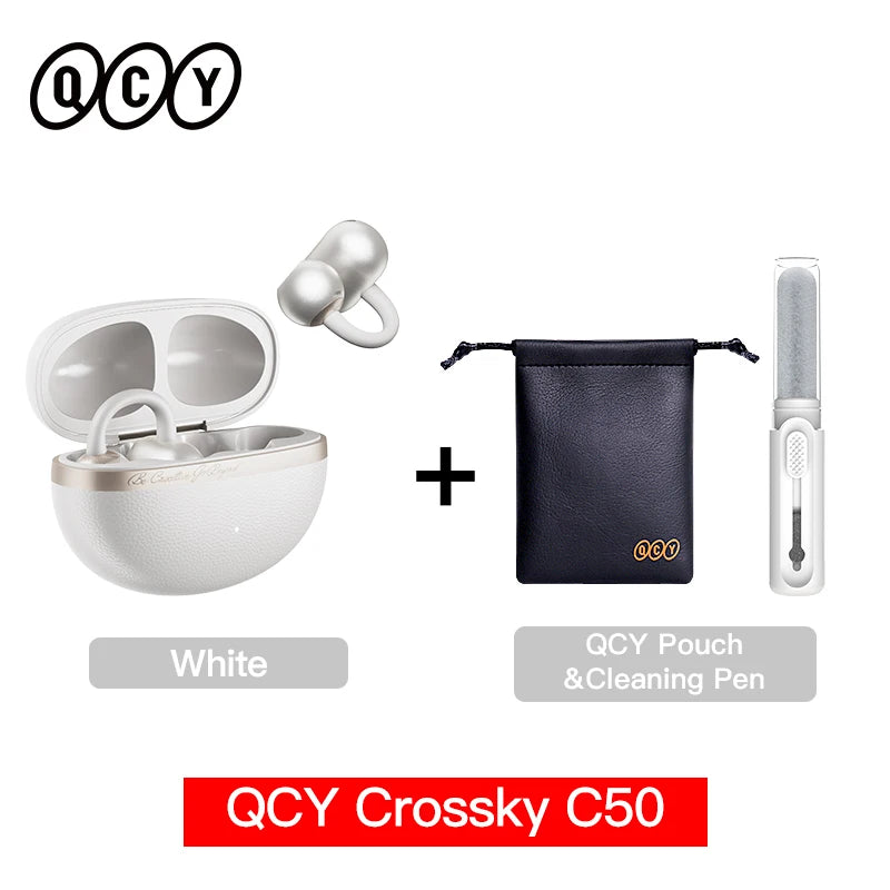 QCY Crossky C50 Open-Ear Bluetooth Earbuds - Wireless Clip-On Sports Headphones with AI Call Technology