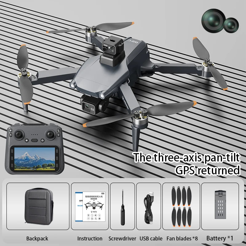 L600 Pro Max Professional Drone - 8K Camera, 3-Axis Gimbal, 360° Obstacle Avoidance