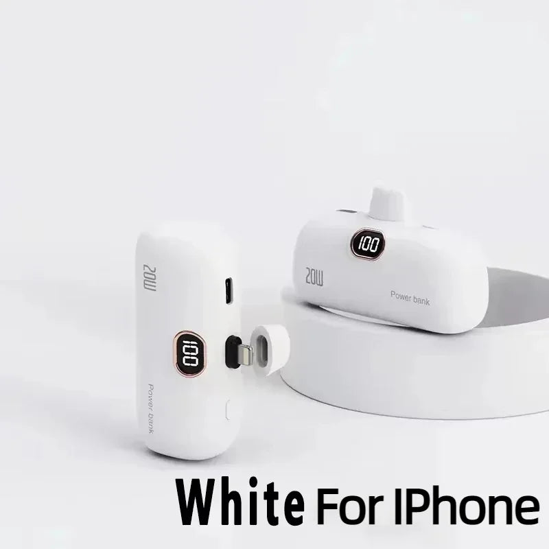 Portable Power Bank with Built-in Cable - 10000mAh Fast Charging Battery Pack