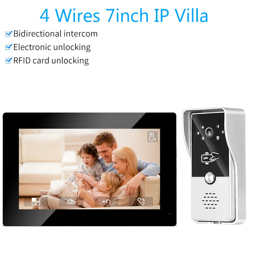 7-Inch Smart Video Doorbell Intercom System - HD Visual Door Phone with Camera for Home, Villa & Apartment Security