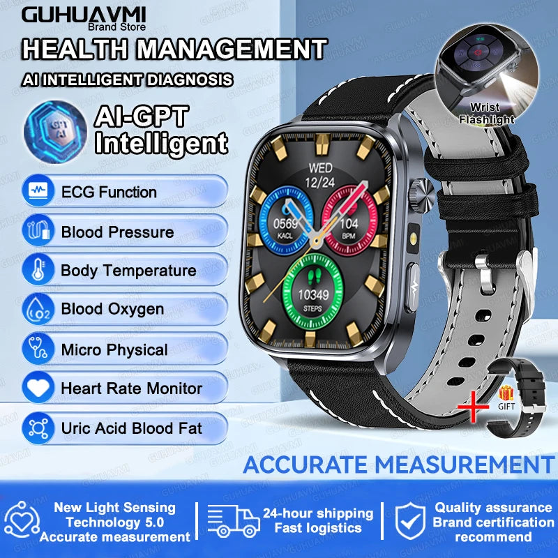 ECG Smart Watch with Heart Health Analysis - Blood Pressure & Lipid Monitoring