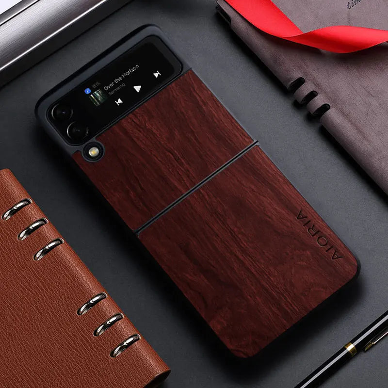 Samsung Galaxy Z Flip3/Flip4/Flip5 5G Bamboo Wood Pattern Leather Case