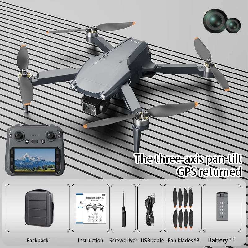 L600 Pro Max Professional Drone - 8K Camera, 3-Axis Gimbal, 360° Obstacle Avoidance