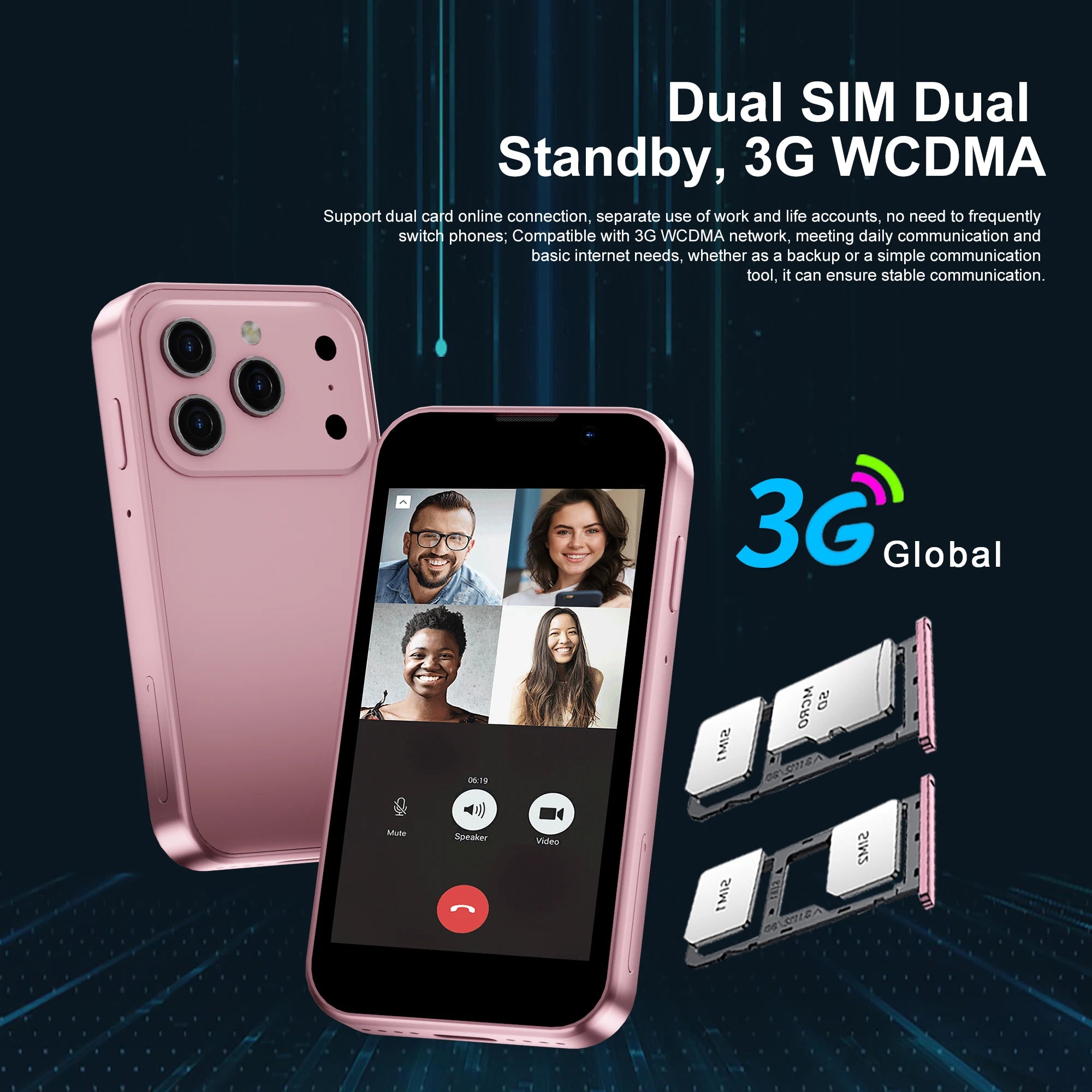 SERVO Mini Smartphone - 3.0" HD Display, 2GB RAM, 16GB Storage, Android 9.0, Face Unlock