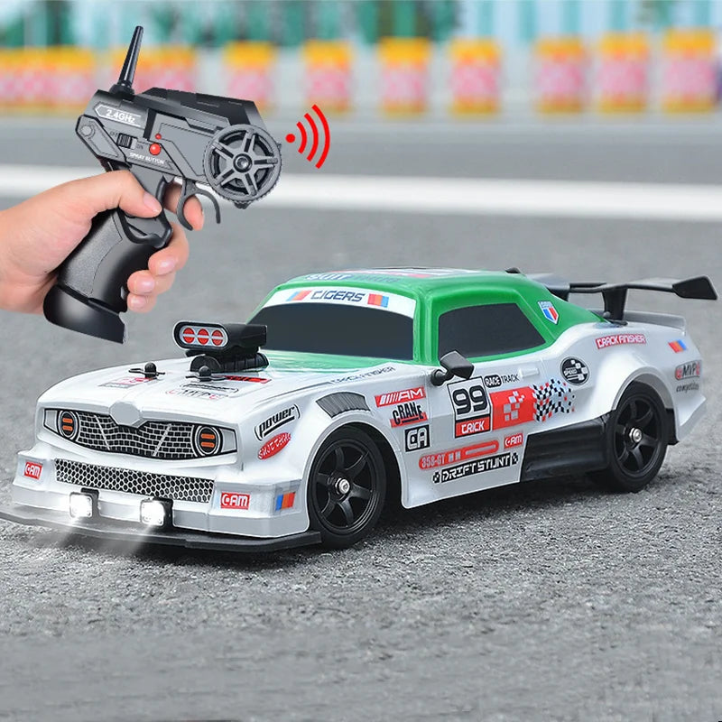 2.4GHz 4WD High-Speed RC Drift Car with LED Lights & Spray Effect