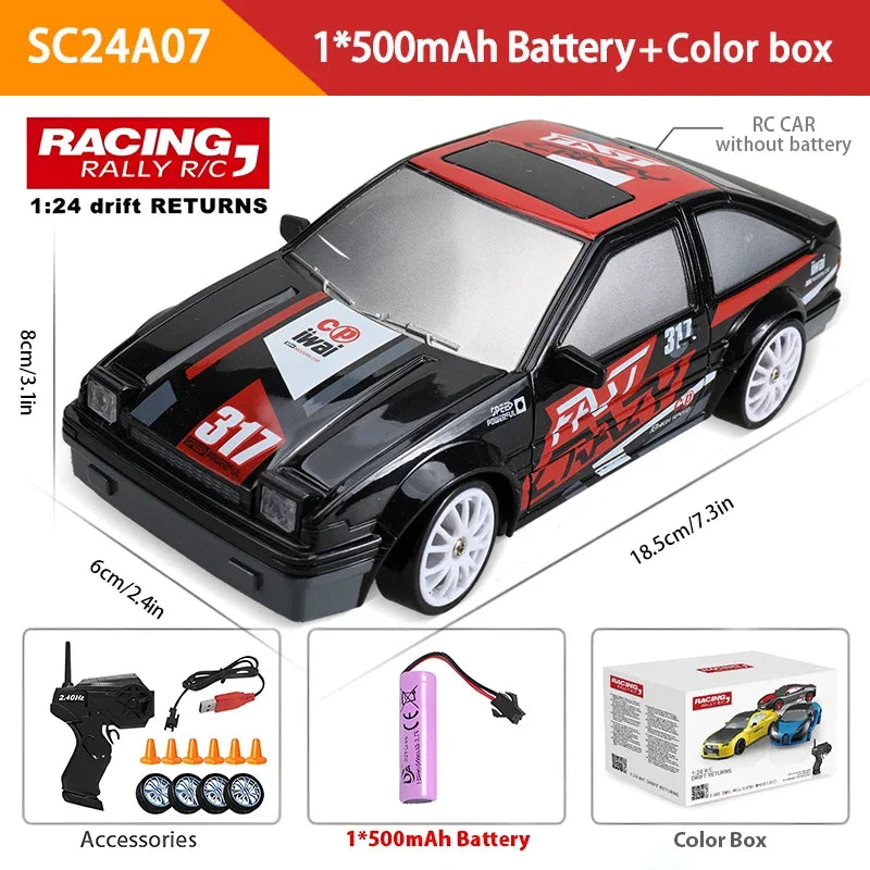 2.4GHz 4WD LED Remote Control Drift Car - GTR AE86 Racing Model for Kids