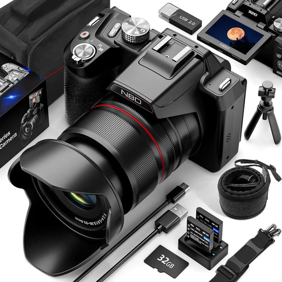 5K Digital Camera - 16X Optical Zoom with WiFi & App Control, 180° Flip Screen for Vlogging