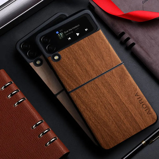 Samsung Galaxy Z Flip3/Flip4/Flip5 5G Bamboo Wood Pattern Leather Case