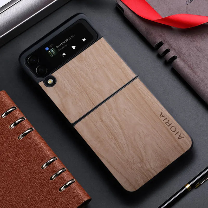 Samsung Galaxy Z Flip3/Flip4/Flip5 5G Bamboo Wood Pattern Leather Case