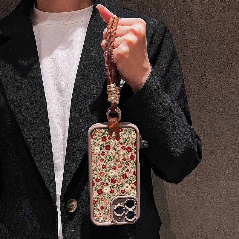 Floral Lanyard Phone Case for iPhone - Soft Silicone Protective Cover with Strap