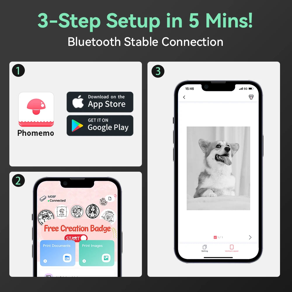 Phomemo M08F Wireless Thermal A4 Printer - Bluetooth Portable Label Maker