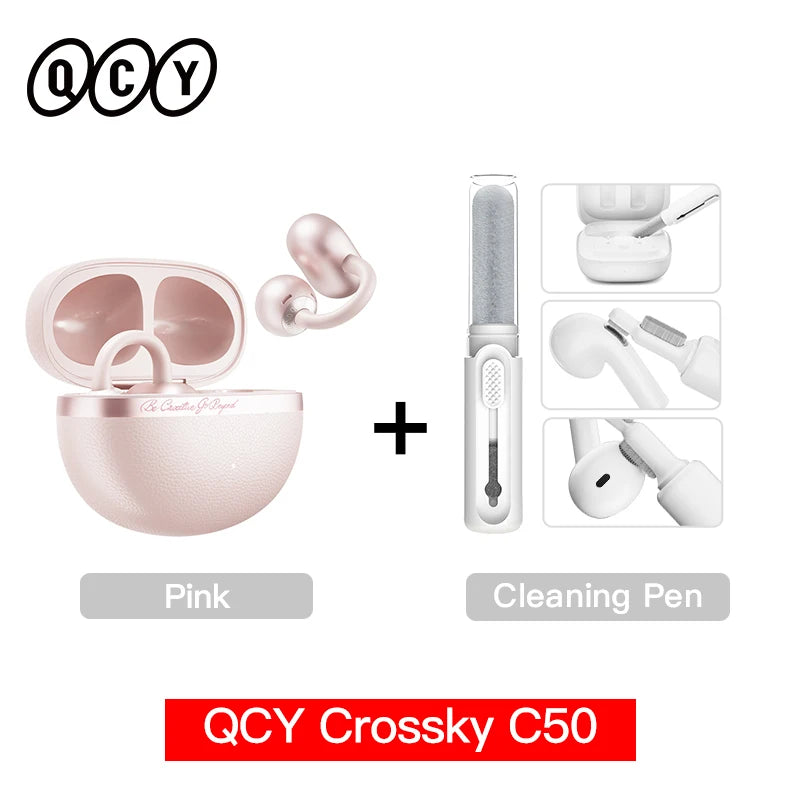 QCY Crossky C50 Open-Ear Bluetooth Earbuds - Wireless Clip-On Sports Headphones with AI Call Technology