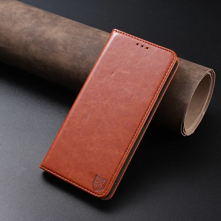 Premium Magnetic Leather Wallet Case with Card Holder for Xiaomi Redmi & Poco Series