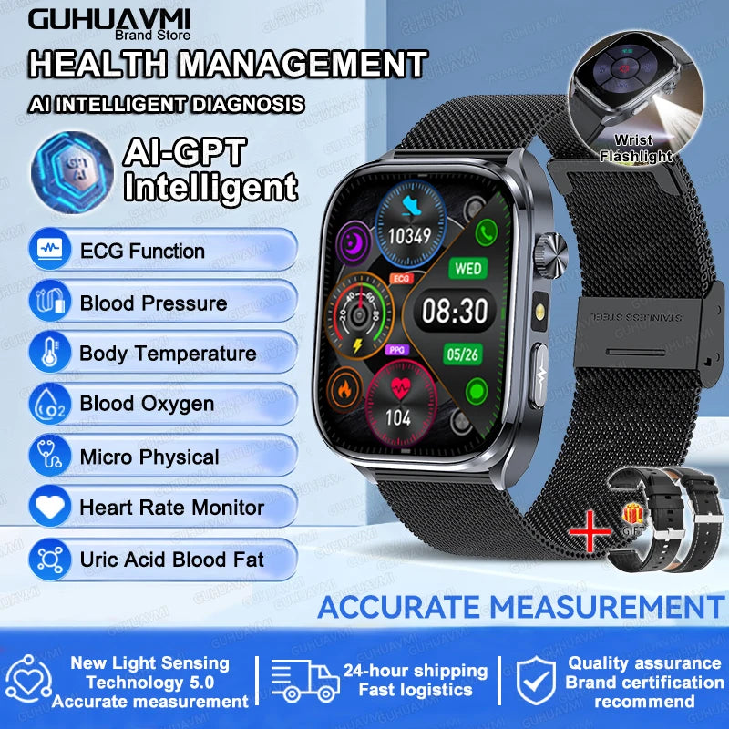 ECG Smart Watch with Heart Health Analysis - Blood Pressure & Lipid Monitoring