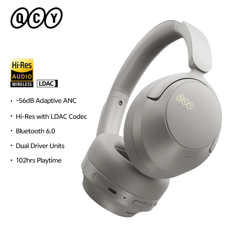 QCY H3S Premium Wireless Over-Ear Headphones - Adaptive ANC, Hi-Res LDAC, 102H Battery
