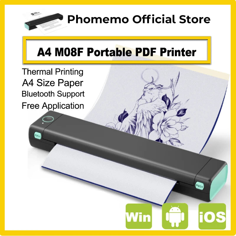 Phomemo M08F Wireless Thermal A4 Printer - Bluetooth Portable Label Maker