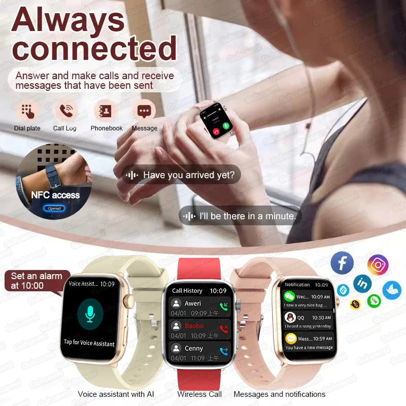 AI Smart Health Monitor Watch - HRV & PPG Blood Pressure Tracking with NFC