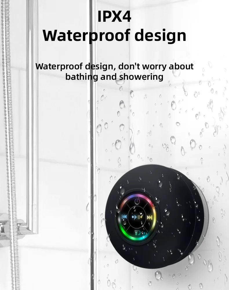 Waterproof Bluetooth Shower Speaker with LED Lights