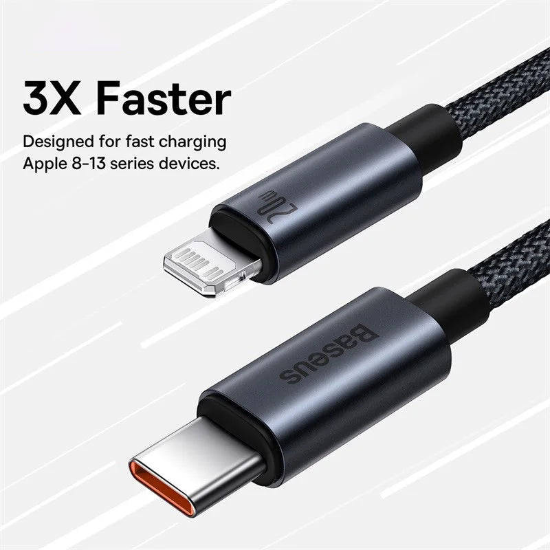 Baseus Fast Charging Cable - USB-C to Lightning - 3A Quick Charge for iPhone 13/12/11 Pro Max