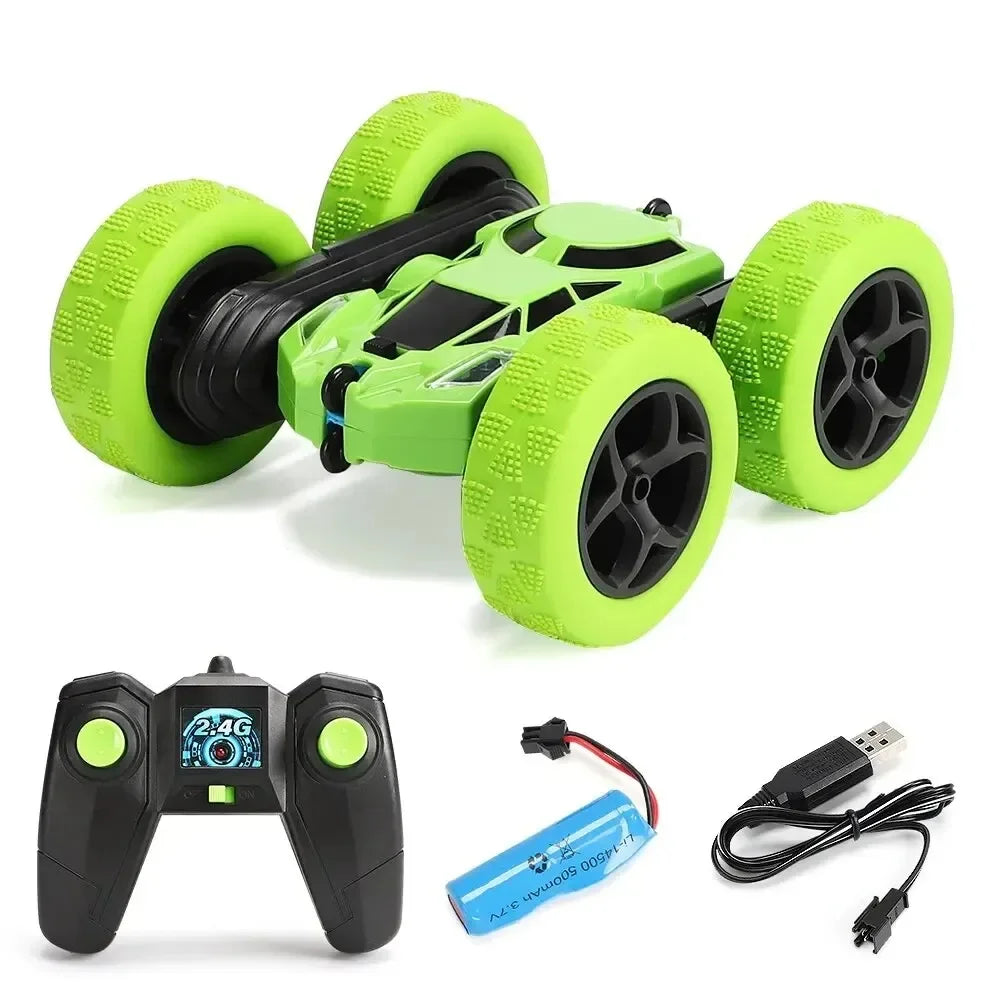 Double-Sided RC Stunt Car with 360° Rotation - 2.4GHz Remote Control Toy for Kids