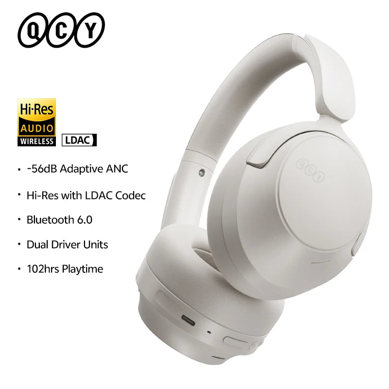 QCY H3S Premium Wireless Over-Ear Headphones - Adaptive ANC, Hi-Res LDAC, 102H Battery