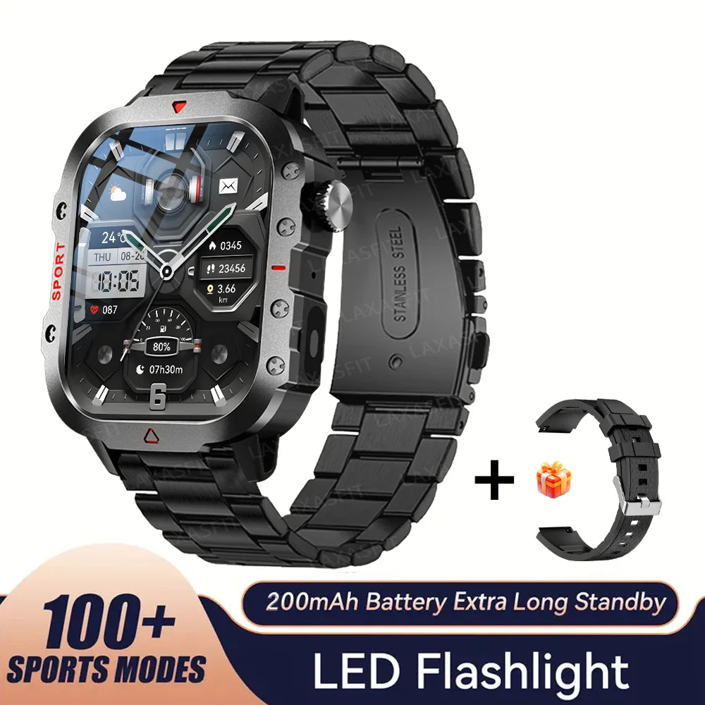 Outdoor Sports Smart Watch - 2.01" HD Display with LED Flashlight & Bluetooth Calling